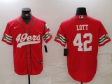 Men's San Francisco 49ers #42 Lott Red Stitched Baseball Jersey