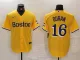 Men's Boston Red Sox #16 Jarren Duran Gold City Connect Stitched Jersey