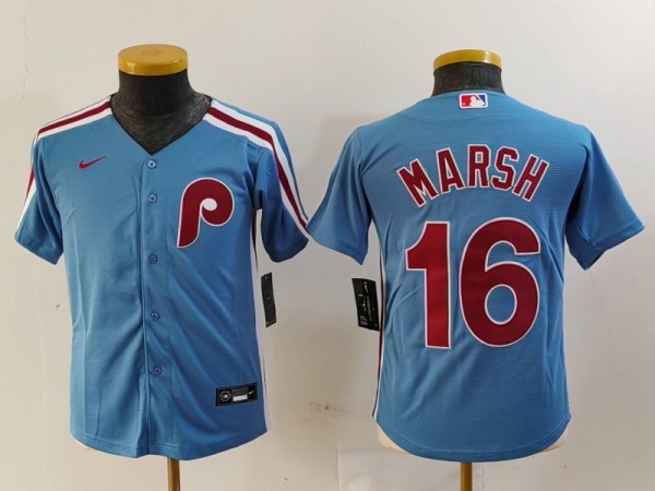 Youth Philadelphia Phillies #16 Marsh Blue Game Nike Jersey