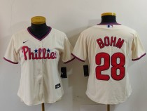 Women Philadelphia Phillies #28 Alec Bohm Cream Game Nike Jersey