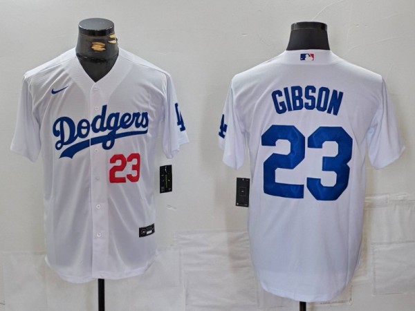 Men's Los Angeles Dodgers #23 Kirk Gibson White Game Nike Jersey