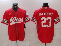 Men's San Francisco 49ers #23 Christian McCaffrey Red Stitched Baseball Jersey