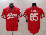 Men's San Francisco 49ers #85 George Kittle Red Stitched Baseball Jersey