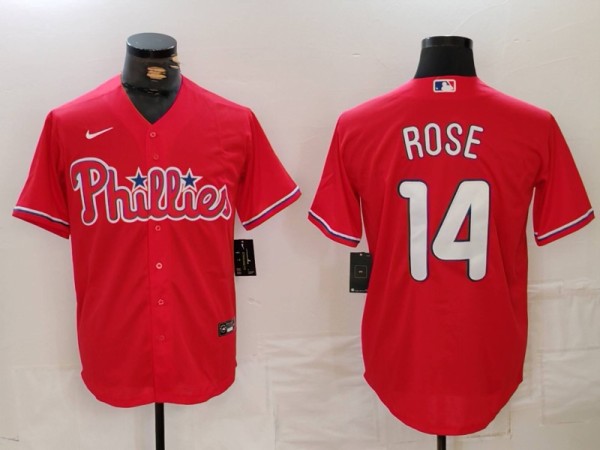 Men's Philadelphia Phillies #14 Pete Rose Red Game Nike Jersey