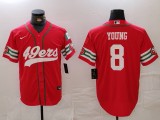 Men's San Francisco 49ers #8 Young Red Stitched Baseball Jersey