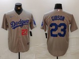 Men's Los Angeles Dodgers #23 Kirk Gibson Grey Game Nike Jersey