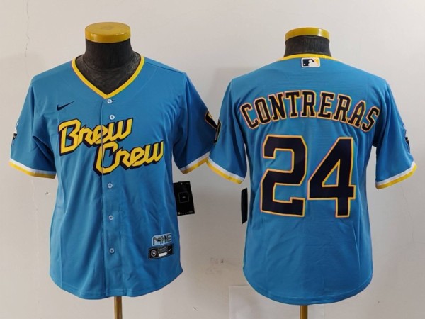 MLB Milwaukee Brewers #24 Contreras 2022 Powder Blue City Connect Jersey