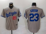 Men's Los Angeles Dodgers #23 Kirk Gibson Grey Game Nike Jersey