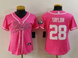 Women Indianapolis Colts #28 Taylor Pink Baseball Jersey