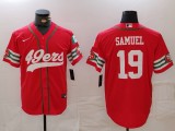 Men's San Francisco 49ers #19 Deebo Samuel Red Stitched Baseball Jersey