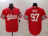 Men's San Francisco 49ers #97 Nick Bosa Red Stitched Baseball Jersey