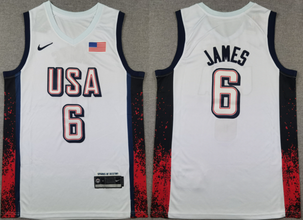 Men’s National Team #6 LeBron James 2024 USA Dream Team Olympics Jersey