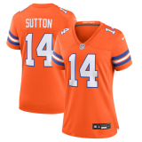 Women's Denver Broncos #14 Courtland Sutton Orange Mile High Collection 1977 Throwback Jersey