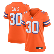 Women's Denver Broncos #30 Terrell Davis Orange Mile High Collection 1977 Throwback Jersey