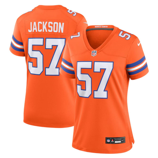 Women's Denver Broncos #57 Tom Jackson Orange Mile High Collection 1977 Throwback Jersey