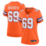 Women's Denver Broncos #69 Mark Schlereth Orange Mile High Collection 1977 Throwback Jersey