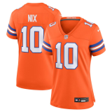 Women's Denver Broncos #10 Bo Nix Orange Mile High Collection 1977 Throwback Jersey