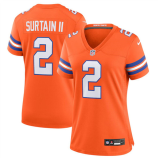 Women Denver Broncos #2 Pat Surtain II Orange Mile High Collection 1977 Throwback Jersey