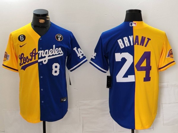 MLB Los Angeles Dodgers Front #8 Back #24 Kobe Bryant Split Jersey