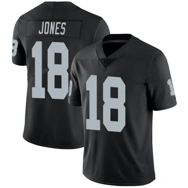 Men's Las Vegas Raiders #18 Jack Jones Black Vapor Limited Stitched Jersey