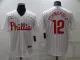 Men's Philadelphia Phillies #12 Kyle Schwarber White Home Stitched Jersey