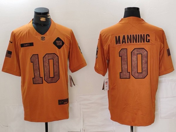 Copy Men's New York Giants #10 Manning 2023 Brown Salute To Service Limited Jersey