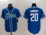 Men's Detroit Lions #20 Barry Sanders Blue Cool Base Stitched Baseball Jersey