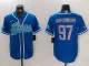 Men's Detroit Lions #97 Aidan Hutchinson Blue Cool Base Stitched Baseball Jersey
