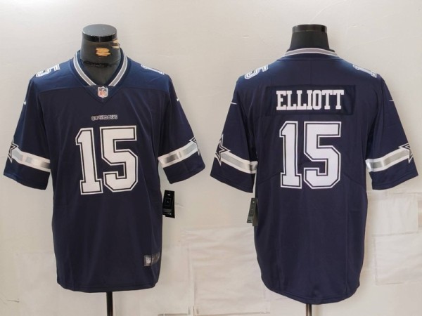 Men's Dallas Cowboys #15 Ezekiel Elliott Navy Vapor Limited Jersey