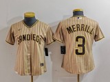 Women MLB San Diego Padres #3 Merrill Tan Nike Game Jersey