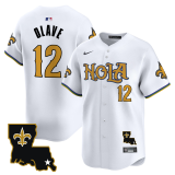 Men's New Orleans Saints #12 Chris Olave White Baseball Jersey