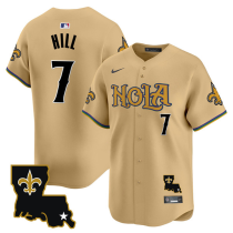 Men's New Orleans Saints #7 Taysom Hill Gold Baseball Jersey