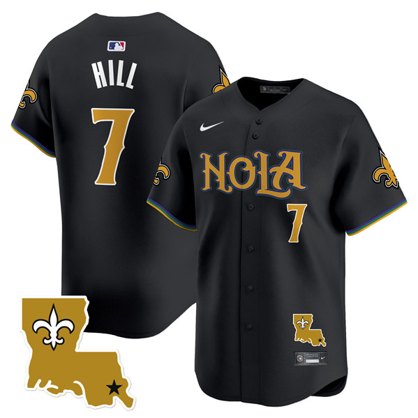 Men's New Orleans Saints #7 Taysom Hill Black Baseball Jersey