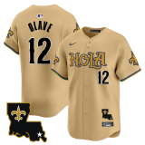 Men's New Orleans Saints #12 Chris Olave Gold Baseball Jersey