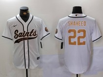 Men's New Orleans Saints #22 Shaheed White Stitched Baseball Jersey