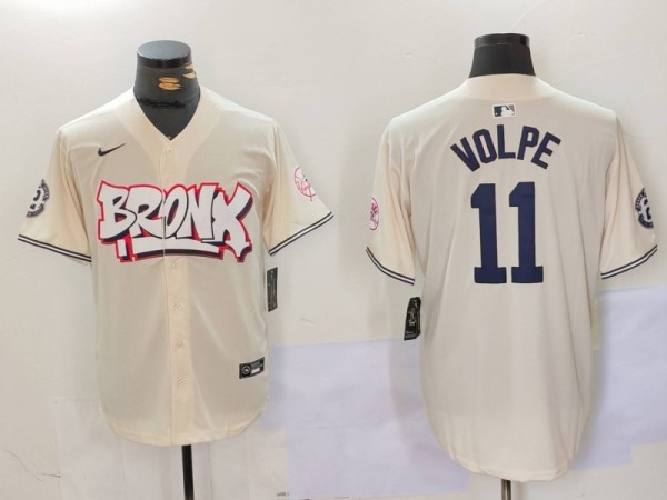 Men's New York Yankees #11 Anthony Volpe Cream Baseball Jersey