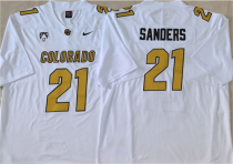 Men's Colorado Buffaloes #21 Shilo Sanders White 2023 With PAC-12 Patch Stitched Jersey