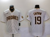 MLB San Diego Padres #19 Tony Gwynn White Strip Game Nike Jersey