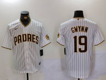 MLB San Diego Padres #19 Tony Gwynn White Strip Game Nike Jersey