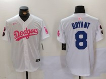 Men's Los Angeles Dodgers #8 Bryant White With Patch Stitched Baseball Jersey