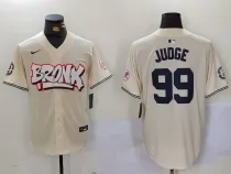 Men's New York Yankees #99 Aaron Judge Cream Baseball Jersey
