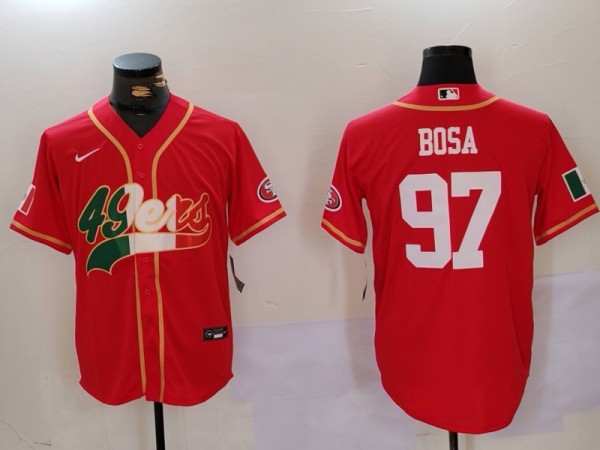 Men's San Francisco 49ers #97 Nick Bosa Red Baseball Nike Jersey