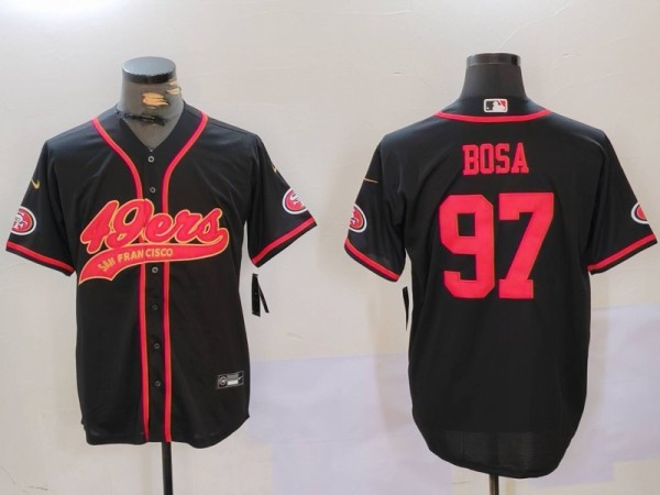 Men's San Francisco 49ers #97 Nick Bosa Black Baseball Nike Jersey