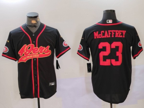 Men's San Francisco 49ers #23 Christian McCaffrey Black Baseball Nike Jersey