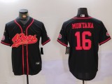 Men's San Francisco 49ers #16 Joe Montana Black Baseball Nike Jersey