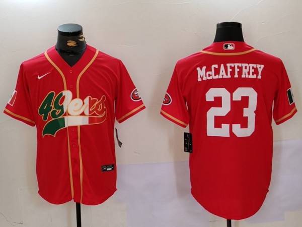 Men's San Francisco 49ers #23 Christian McCaffrey Red Baseball Nike Jersey