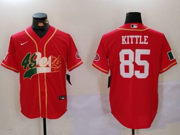 Men's San Francisco 49ers #85 George Kittle Red Baseball Nike Jersey