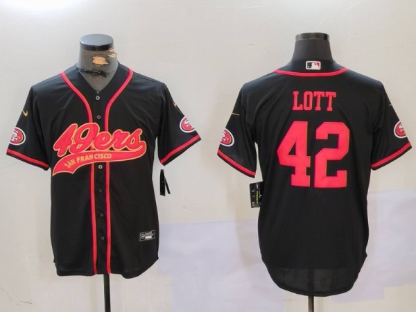 Men's San Francisco 49ers #42 Lott Black Baseball Nike Jersey