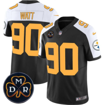 Men's Pittsburgh Steelers #90 T. J. Watt Black F.U.S.E. DMR Patch Untouchable Limited Jersey