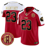 Men's San Francisco 49ers #23 Christian McCaffrey Red F.U.S.E. Golden Gate Bridge Patch Limited Jersey